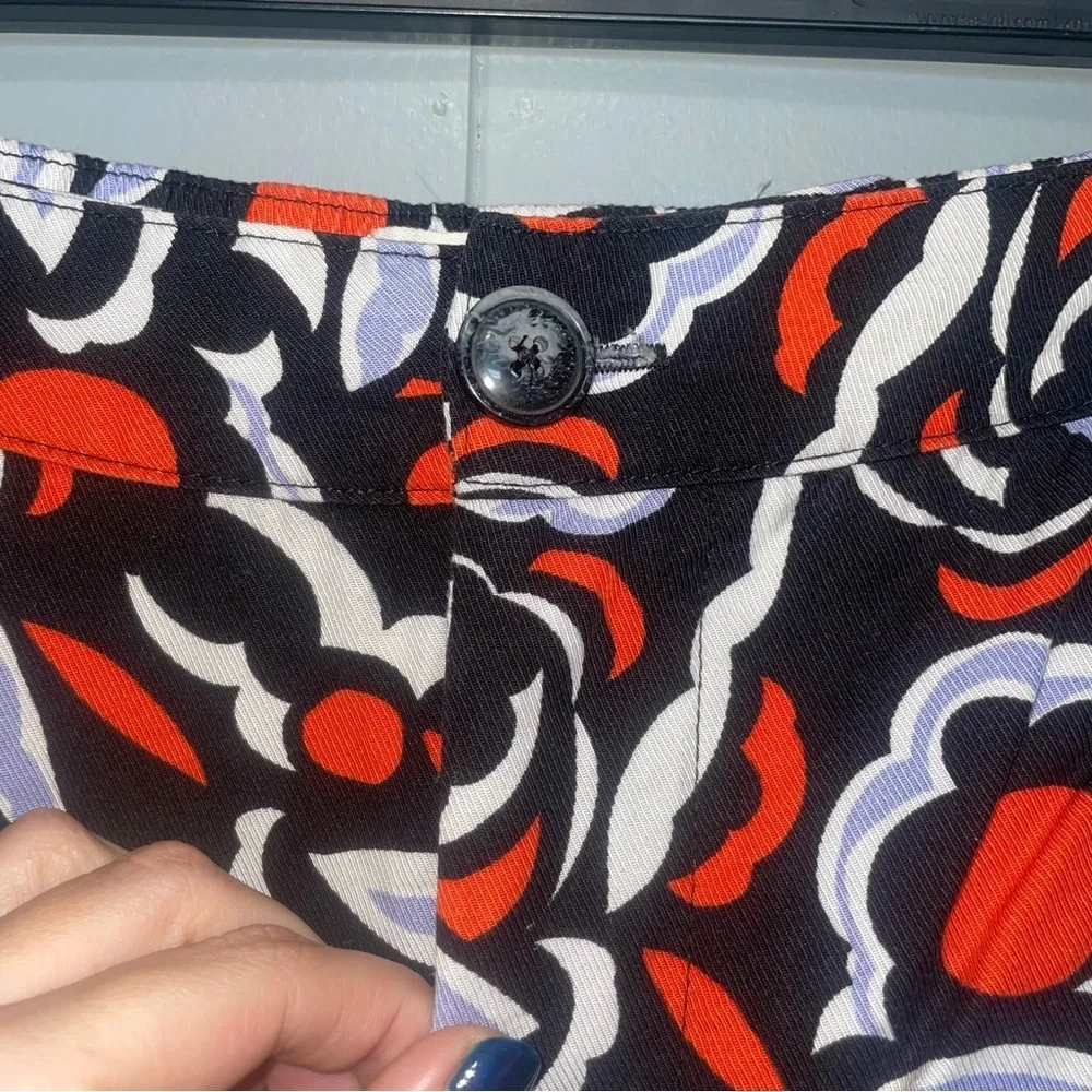 Anthropologie Black Red White Floral Wide-Leg Pants